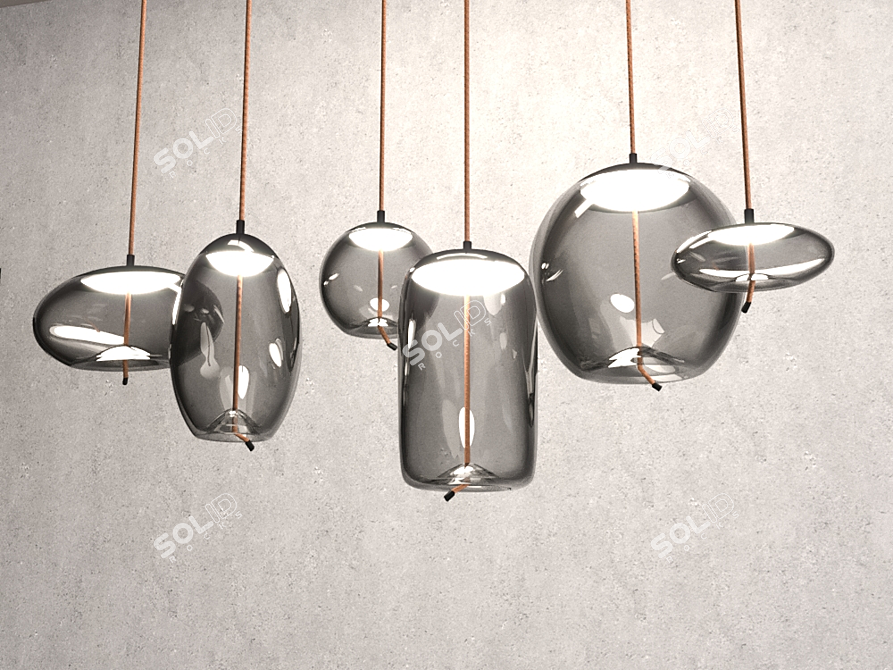 Elegant Iron and Glass Pendant Lamp 3D model image 3