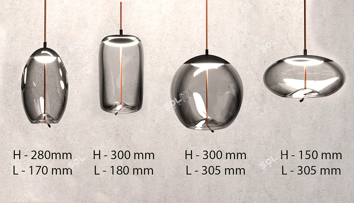 Elegant Iron and Glass Pendant Lamp 3D model image 4