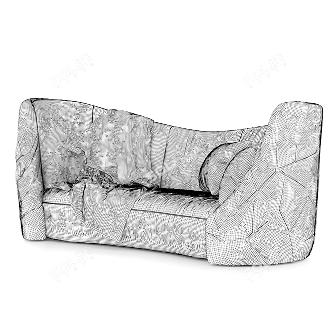 Zelda Velvet Sofa with Gold Details 3D model image 4