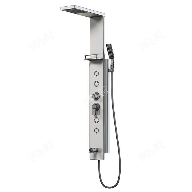 Sleek Stainless Steel Shower Panel 3D model image 2