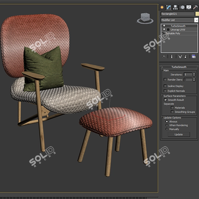 Ethnic Poly Mesh Armchair 3D model image 2