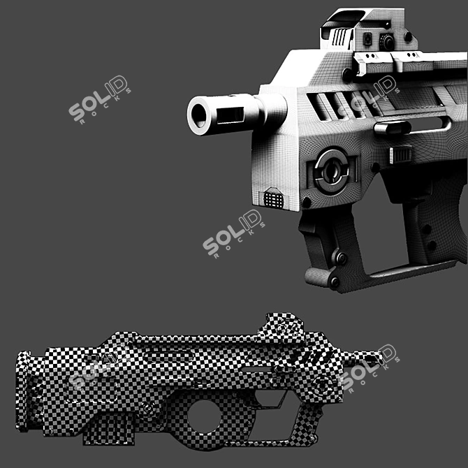 Futuristic Blaster Gun 3D model image 3