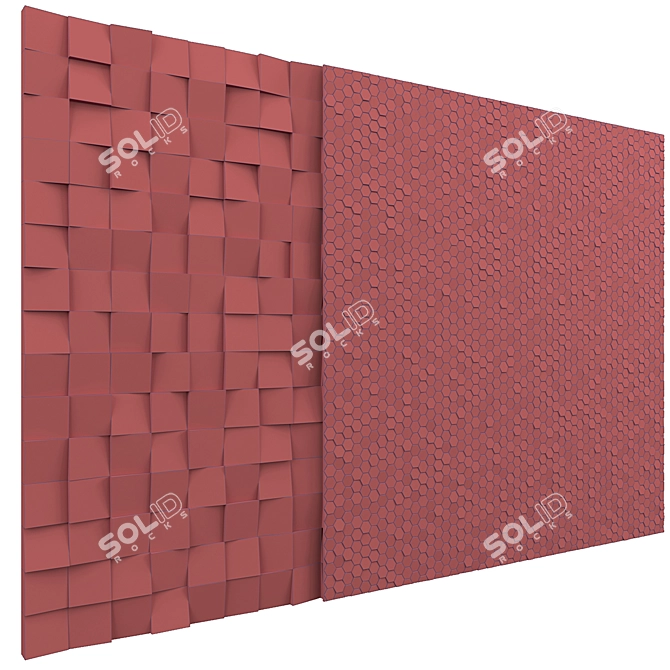 Rose Gold Hex & Cube Tiles 3D model image 4