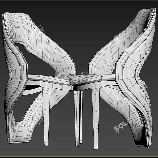 Elve Luxury Chair and Table 3D model image 2