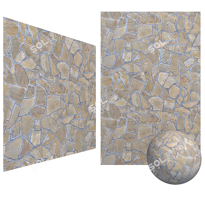 Cobblestone Travertine Sandstone Tileable Textures 3D model image 1