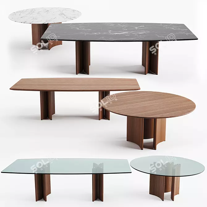 Alan Modern Dining Table 3D model image 1