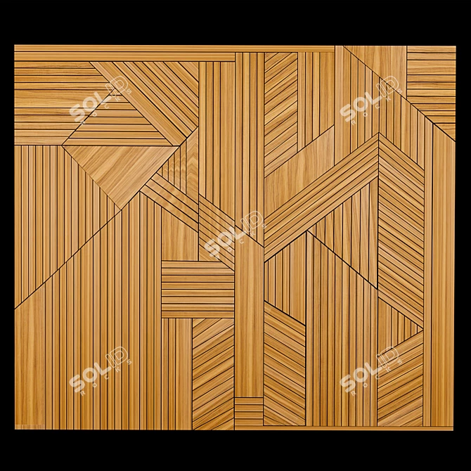 Modern Wave Design Wall Panel 3D model image 1