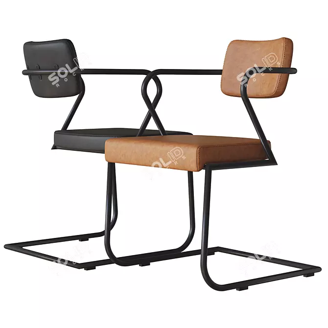 Elegant Metal Frame Chair 3D model image 1