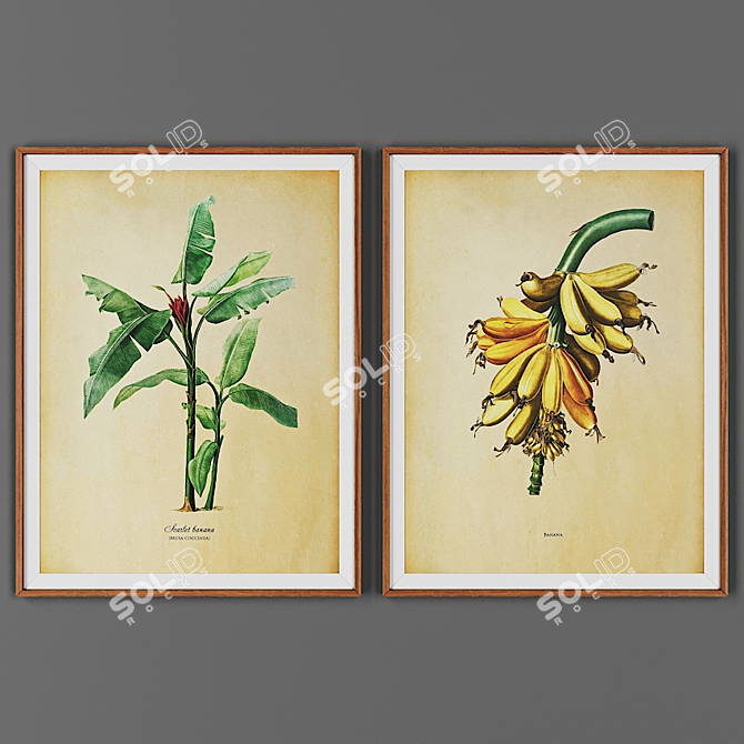 Wooden Frame Picture Set 3D model image 1