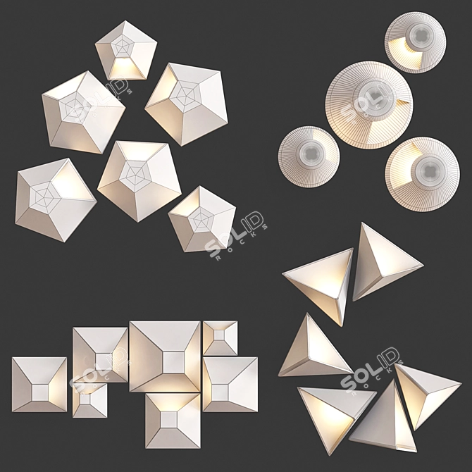 Modern Geometric Wall Lights 3D model image 2