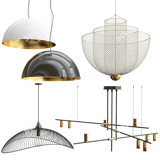 Sleek Chandelier Collection: Modern Minimalist Design 3D model image 1