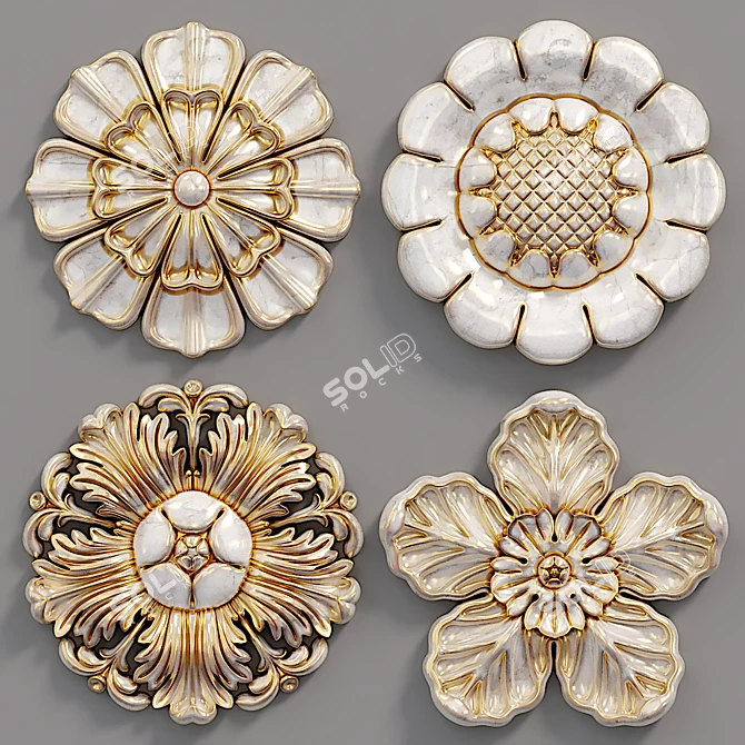 Elegant Decor Wall Rosettes 3D model image 2