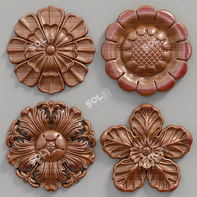 Elegant Decor Wall Rosettes 3D model image 4