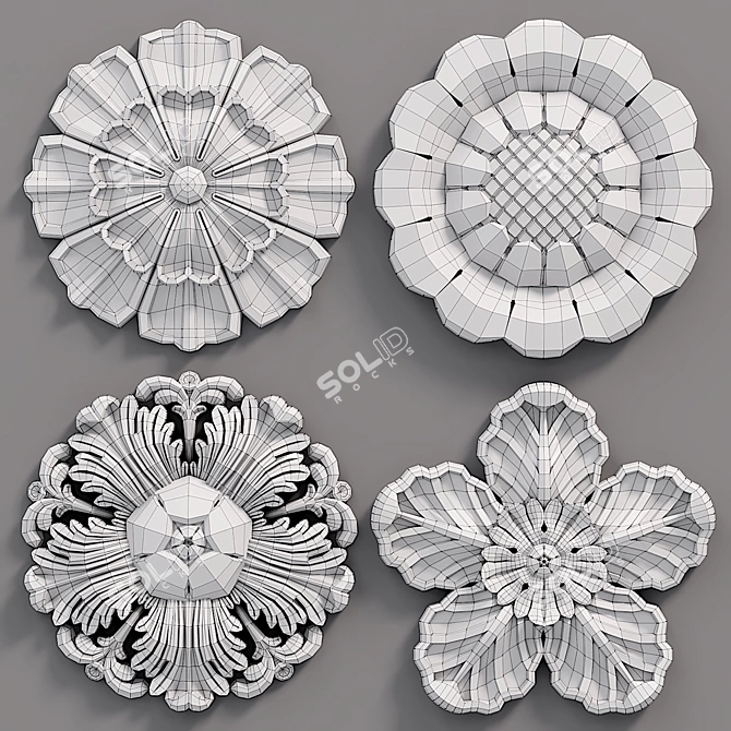 Elegant Decor Wall Rosettes 3D model image 5