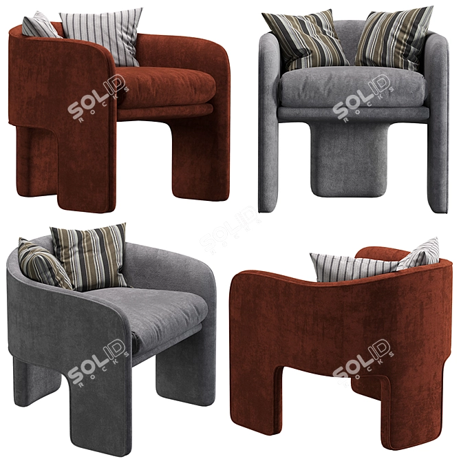 Modern Milo Baughman Armchair 3D model image 1