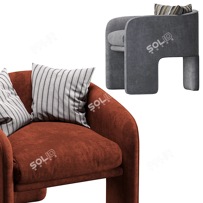 Modern Milo Baughman Armchair 3D model image 2