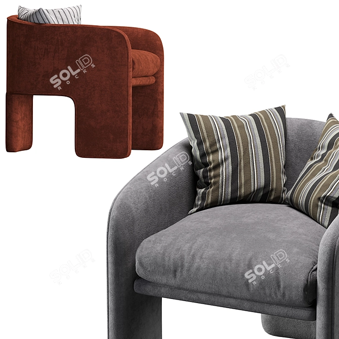 Modern Milo Baughman Armchair 3D model image 4