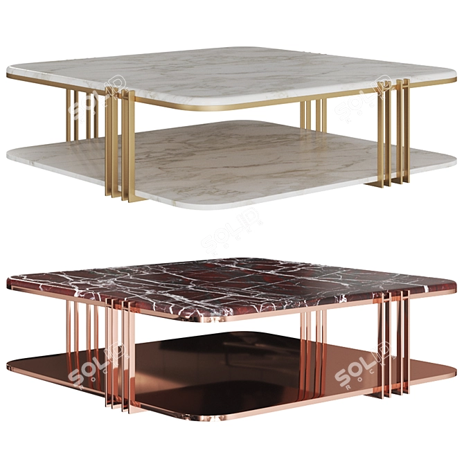 Modern Marble Coffee Table with Storage 3D model image 3