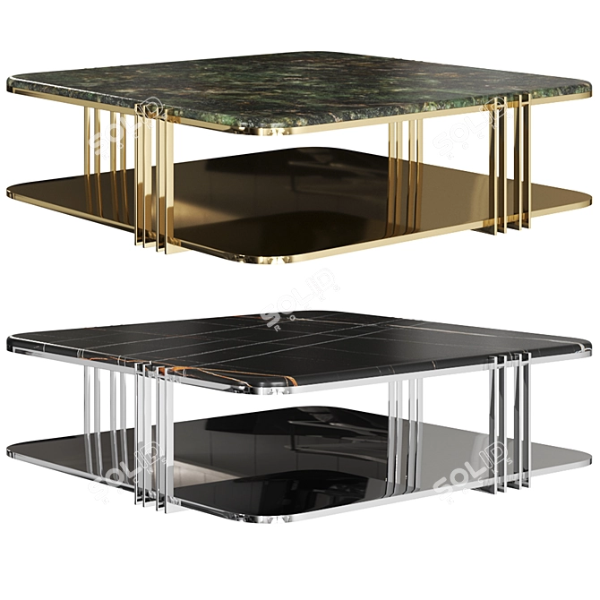 Modern Marble Coffee Table with Storage 3D model image 4