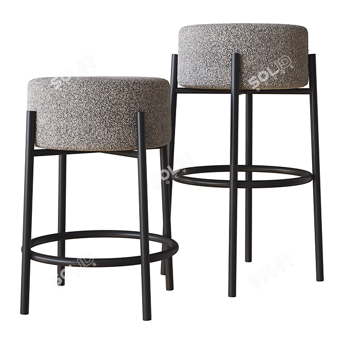 Peg Upholstered Stool: Elegant and Versatile 3D model image 1