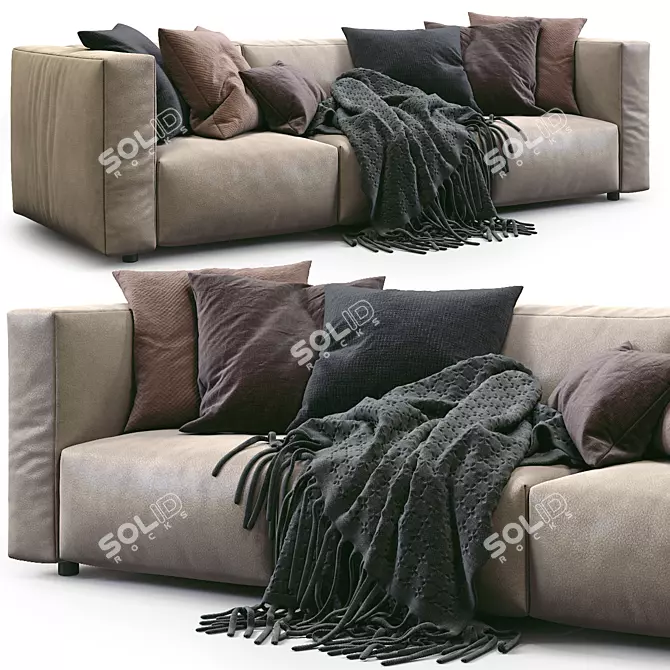 Minimalist Leather Sofa: Prostoria Match 3D model image 1