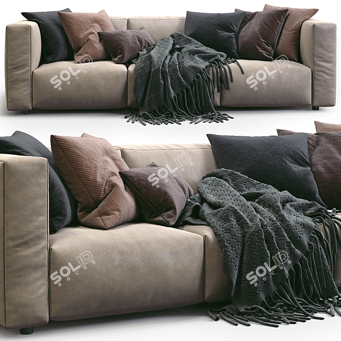 Minimalist Leather Sofa: Prostoria Match 3D model image 3