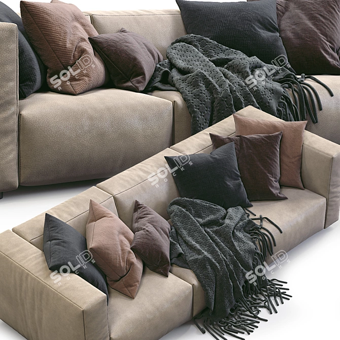 Minimalist Leather Sofa: Prostoria Match 3D model image 4