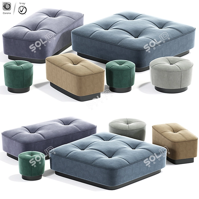 Elegant Minotti Jacques Poufs Set 3D model image 1