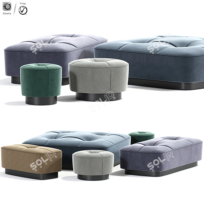 Elegant Minotti Jacques Poufs Set 3D model image 2