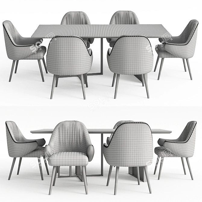 Sleek Modern Dining Table Set 3D model image 2