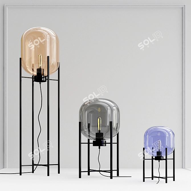 RUI LED Floor Lamp with Stained Glass Shade 3D model image 2