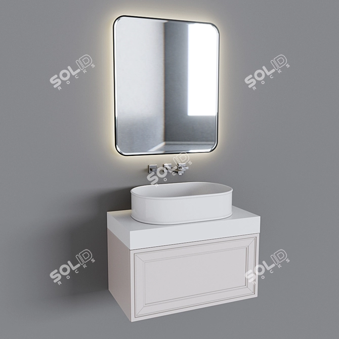 Stylish Bathroom Furniture Set 3D model image 1