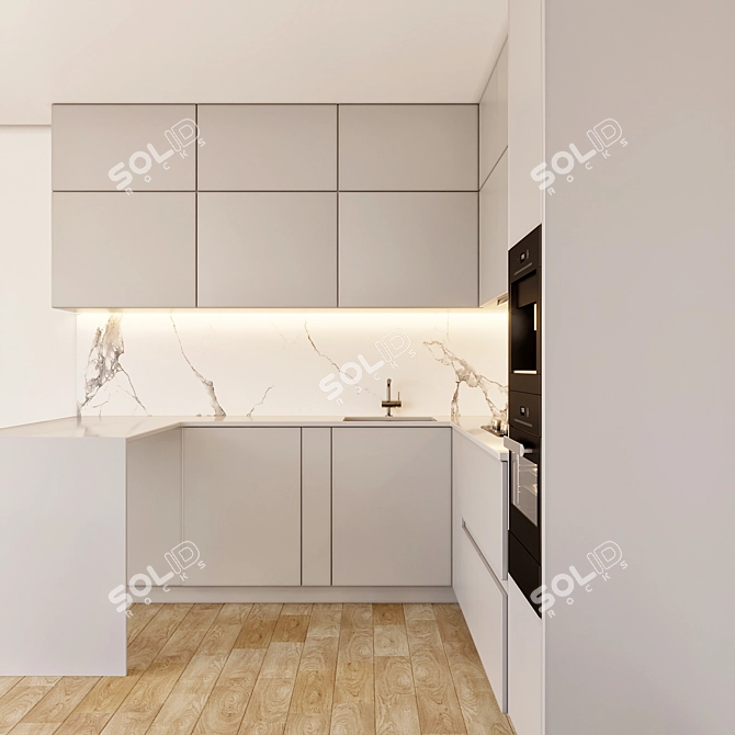 Modern Kitchen Design: Spacious & Stylish 3D model image 2