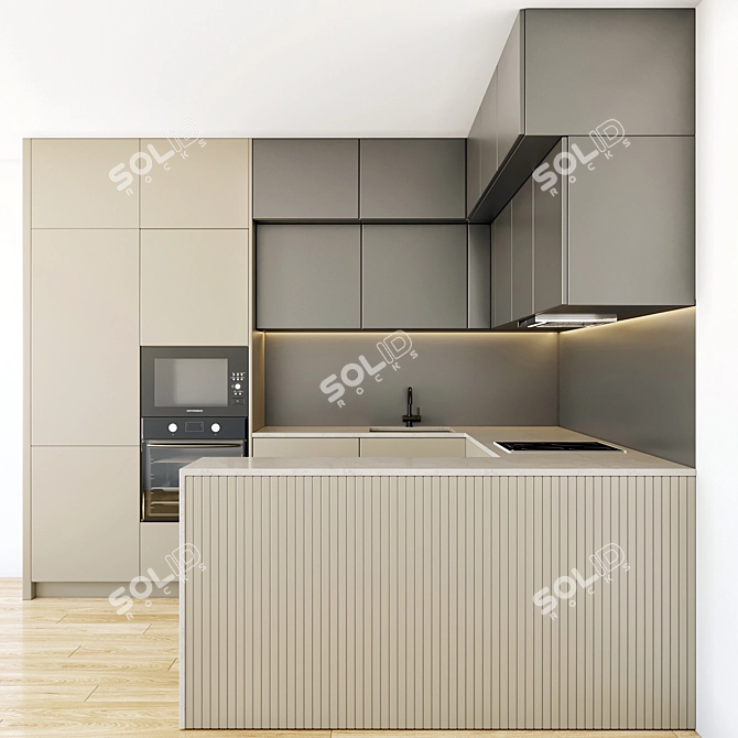 Modern Kitchen with Spacious Area 3D model image 2