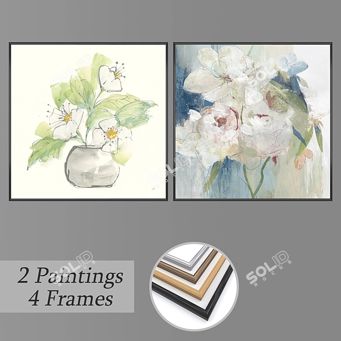 Elegant Wall Art Set 3D model image 1