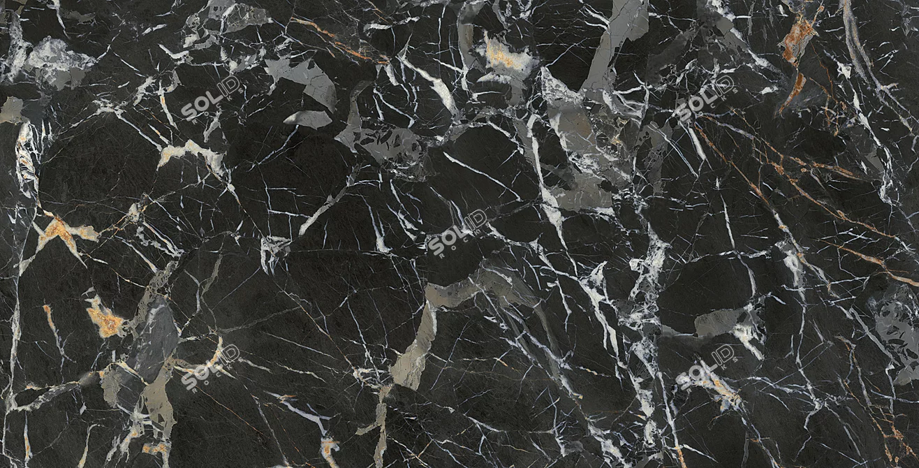 Sleek Laurent Black Marble Tiles 3D model image 4