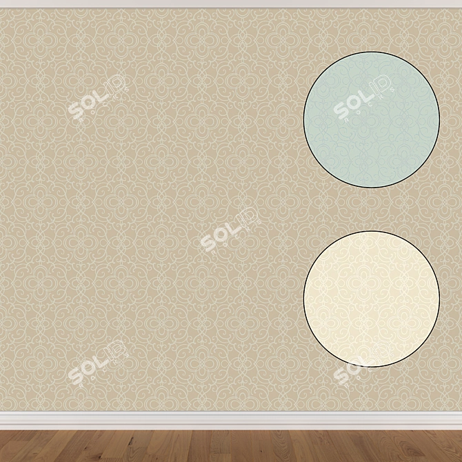 Seamless Wallpaper Set: 3 Colors 3D model image 2