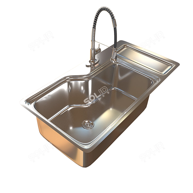 Sleek Steel Kitchen Faucet 3D model image 1