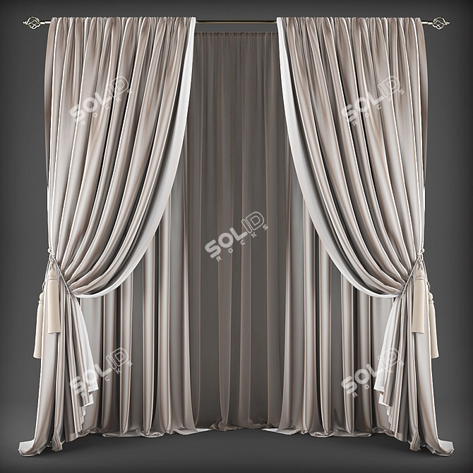 Elegant Mesh Curtains 3D model image 1