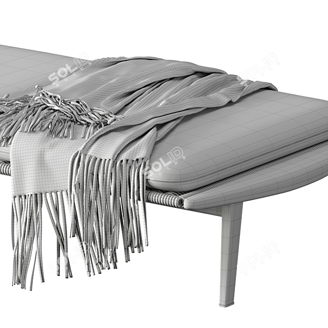 Modern Scandinavian Teak Bench 3D model image 5