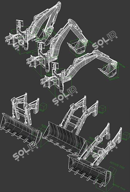 Rigged Tractor: Low/Mid/High Poly 3D model image 4