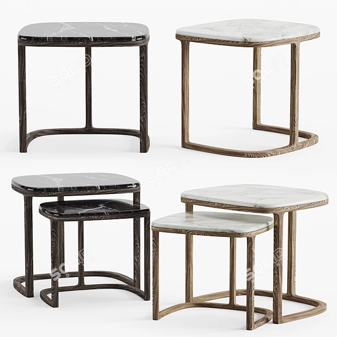 Elegant Porada Antigone Table Set 3D model image 1