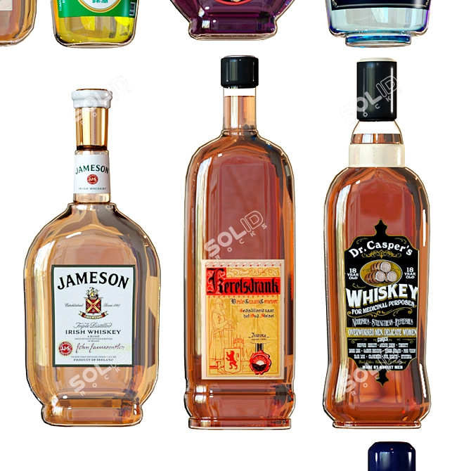 Strong Spirits Collection - 24 Unique Bottles 3D model image 5