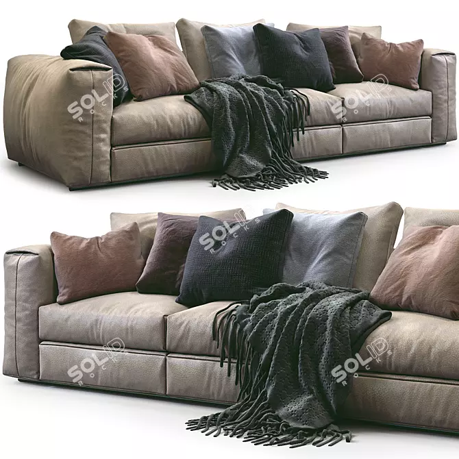 Asolo Flexform Leather Sofa: Timeless Elegance 3D model image 1
