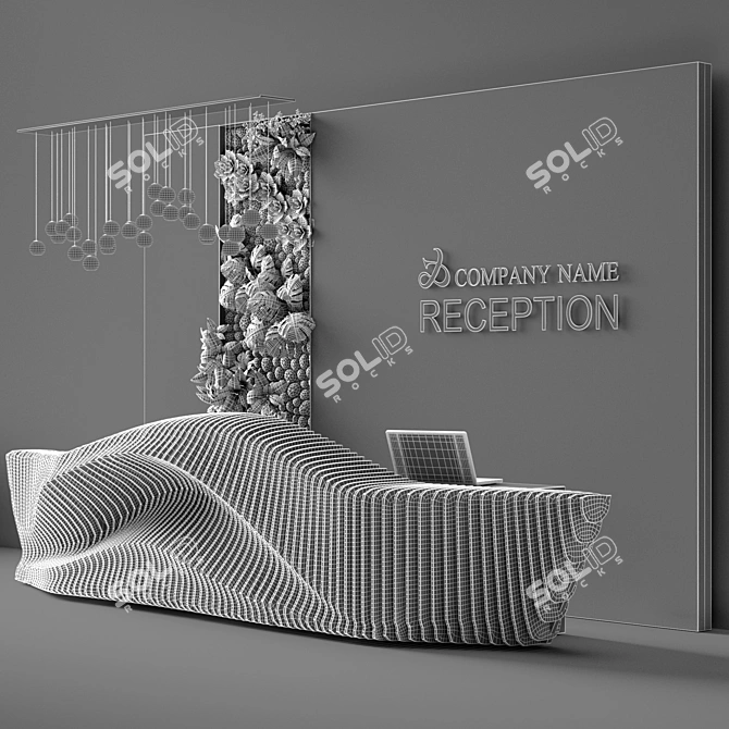 Parametric Panel Reception Desk 3D model image 4