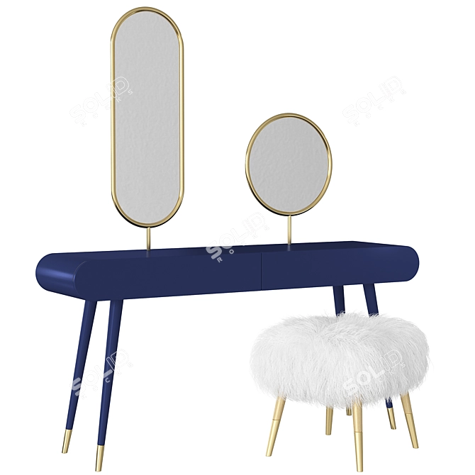 Pearl Marshmallow Dressing Table: Elegant and Luxurious 3D model image 3