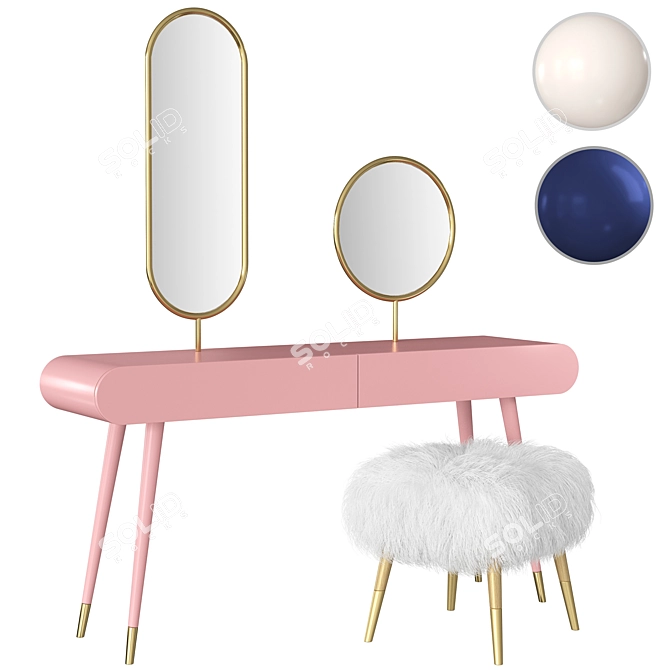 Pearl Marshmallow Dressing Table: Elegant and Luxurious 3D model image 6