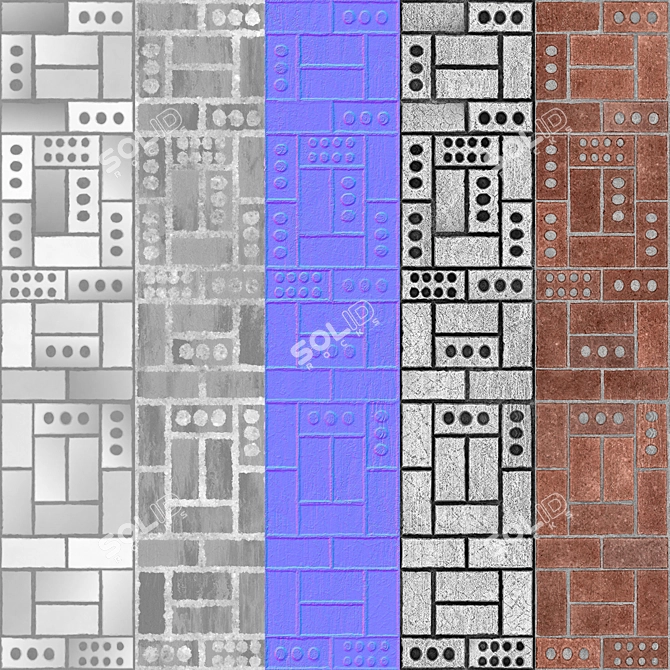 4K Brick-17 Material - 3 Colors, Seamless 3D model image 3