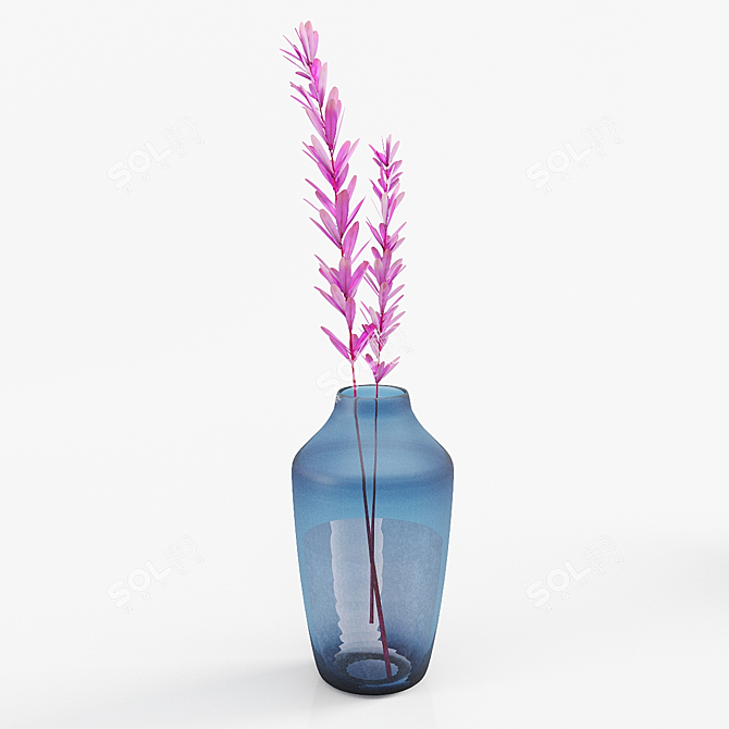 Blue Tinted Glass Vase - H29 3D model image 1