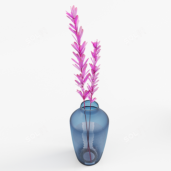 Blue Tinted Glass Vase - H29 3D model image 2